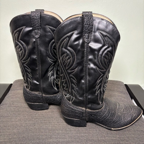 Bronco Made in USA Western Cowboy Style WM1950 Boots-Black-Leather-Men Size 10 - Picture 1 of 8
